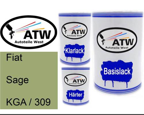 Fiat, Sage, KGA / 309: 500ml Lackdose + 500ml Klarlack + 250ml Härter - Set, von ATW Autoteile West.